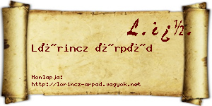 Lőrincz Árpád névjegykártya